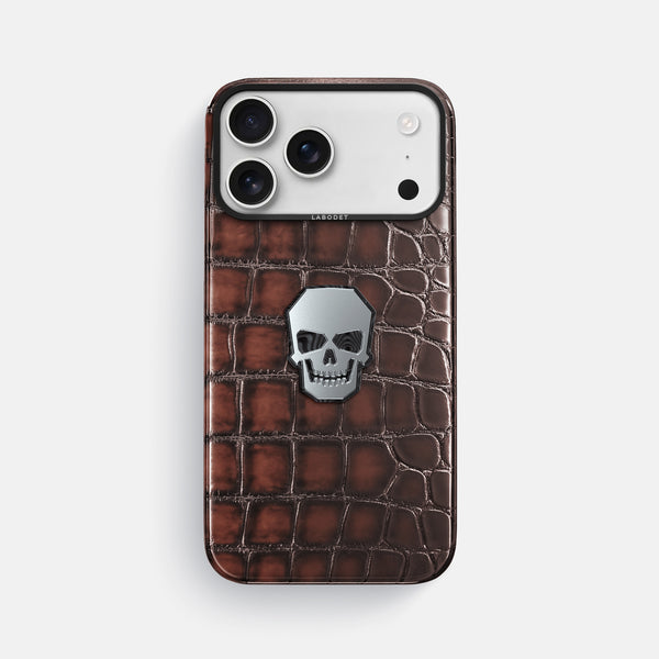 Classic Case With Titanium Skull For iPhone 17 Pro Max In Patina Alligator