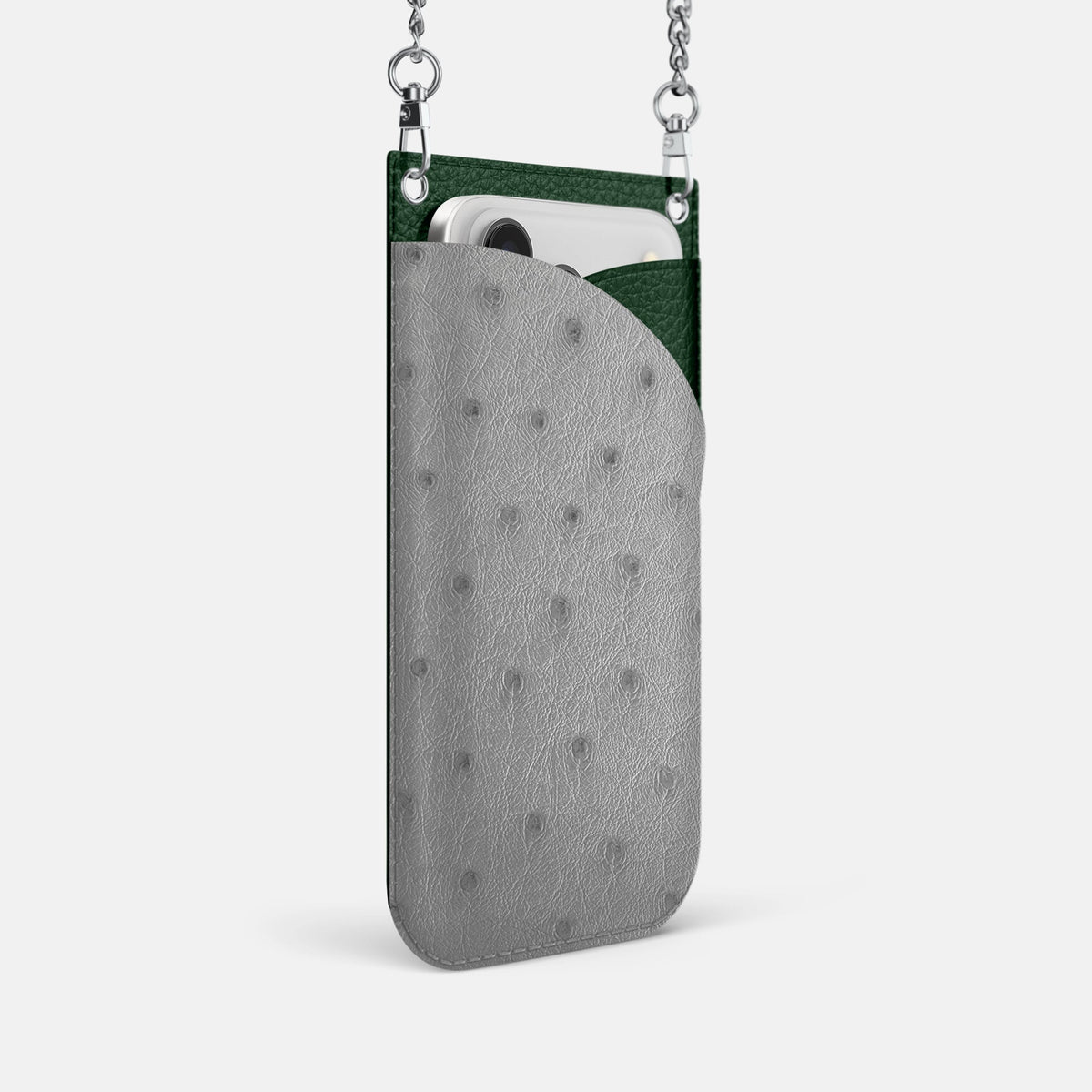 Crossbody Bag For iPhone 18 Pro In Ostrich -2 | Silver-Steel