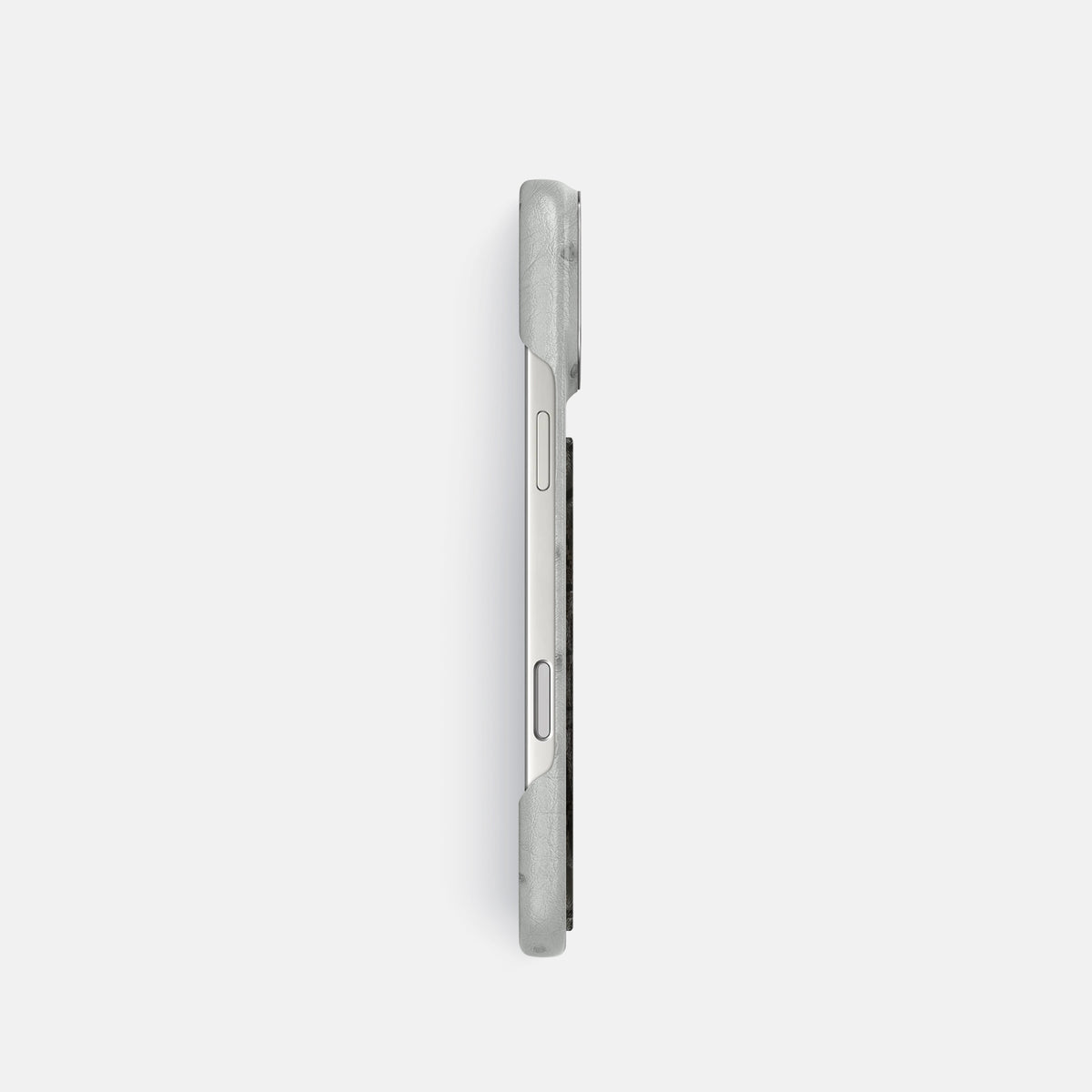 Classic Case With Carbon Dragon For iPhone 17 Pro In Ostrich -3 | White-Steel