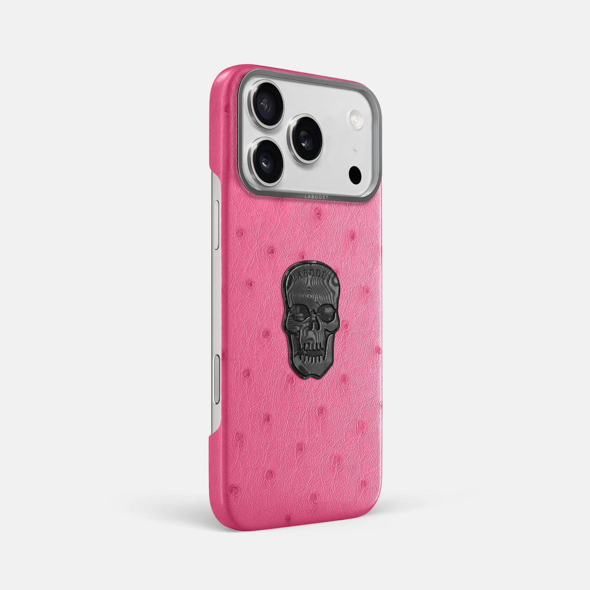 Classic Case With Carbon Skull For iPhone 18 Pro Max In Ostrich -2 | Pink-Steel