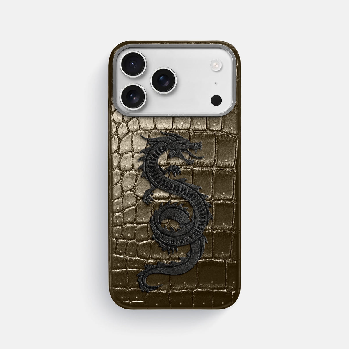 Classic Case With Carbon Dragon For iPhone 18 Pro Max In Porosus Crocodile -1 | Bronze-Steel