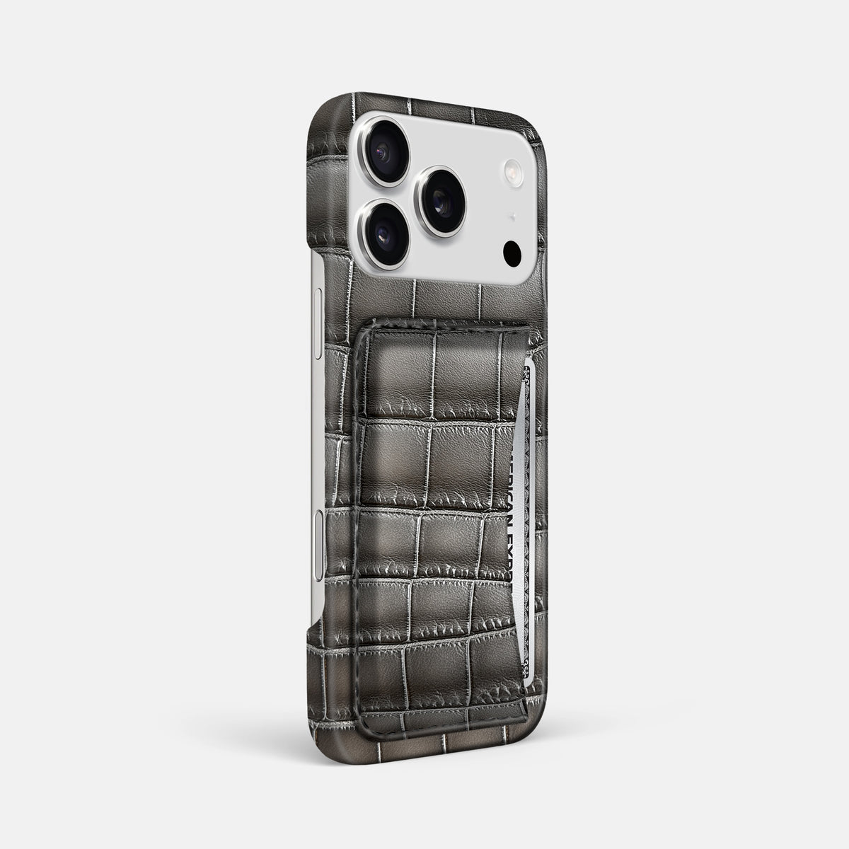Slim Card Case For iPhone 17 Pro Max In Patina Alligator -2 | Grey