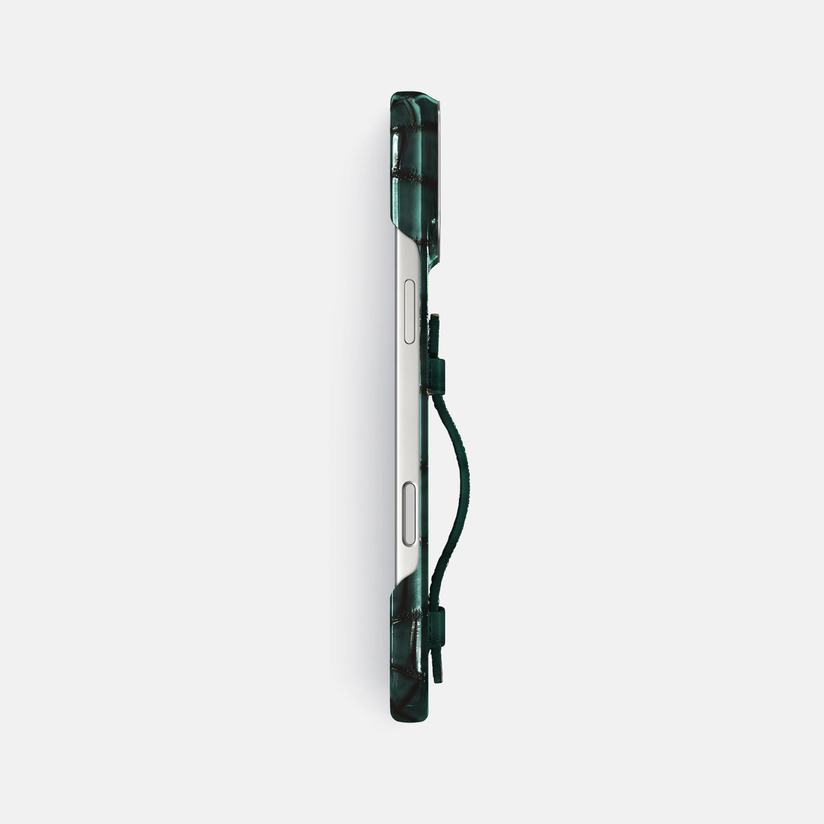 Handle Case For iPhone 18 Pro Max In Patina Alligator -3 | Green-Steel