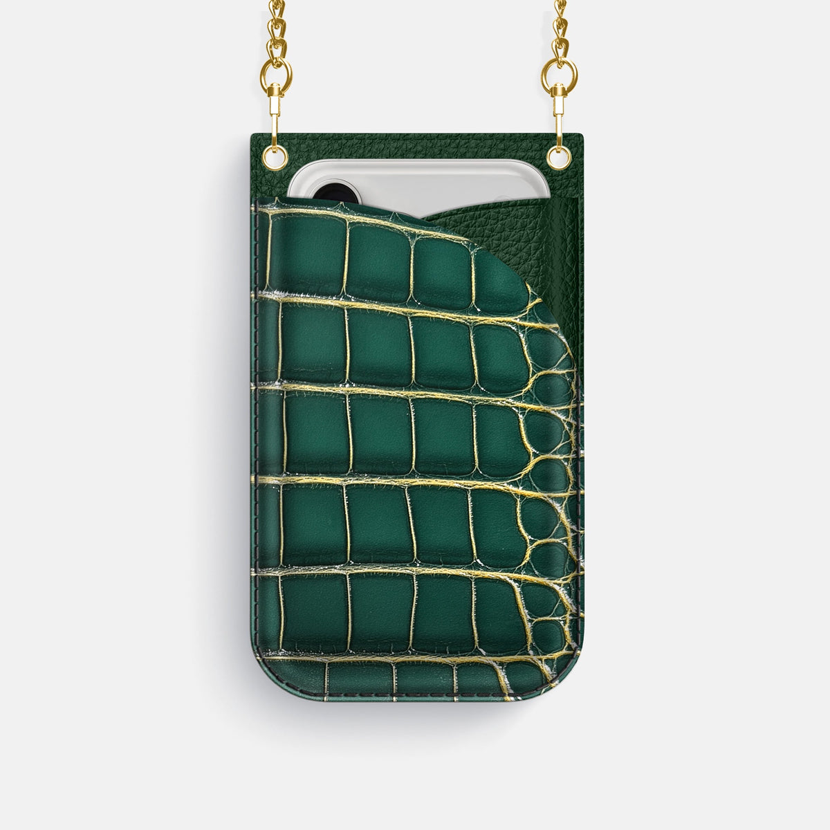 Crossbody Bag For iPhone 18 Pro In Patina Alligator -1 | Cambridge-Gold