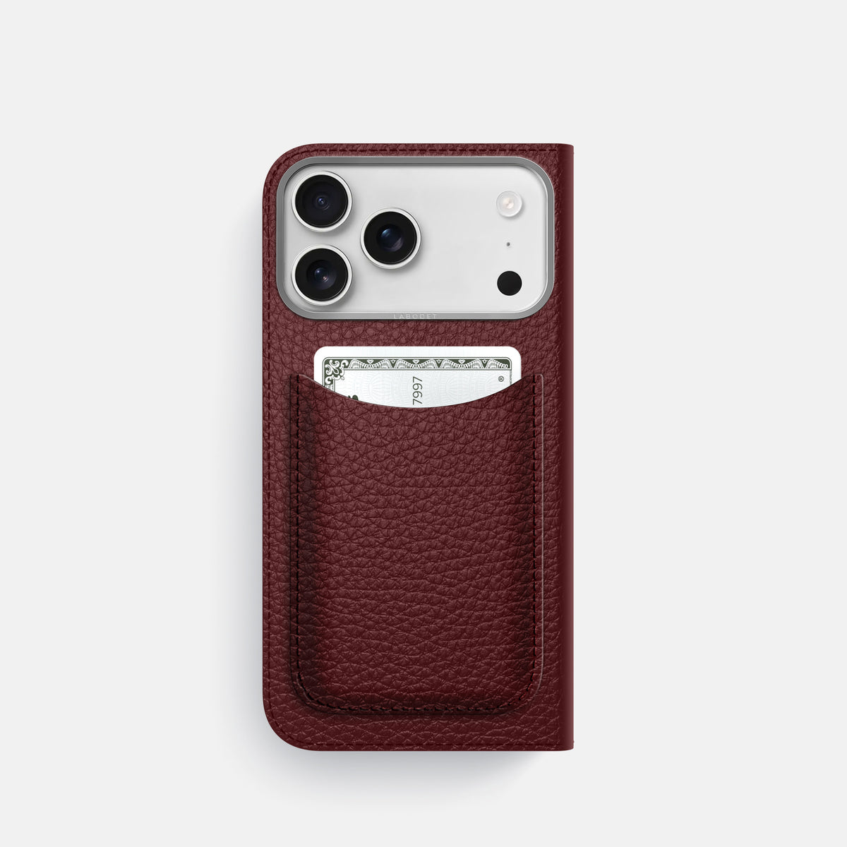 Folio Case with Card For iPhone 17 Pro In Calf -3 | Bordeaux-Steel