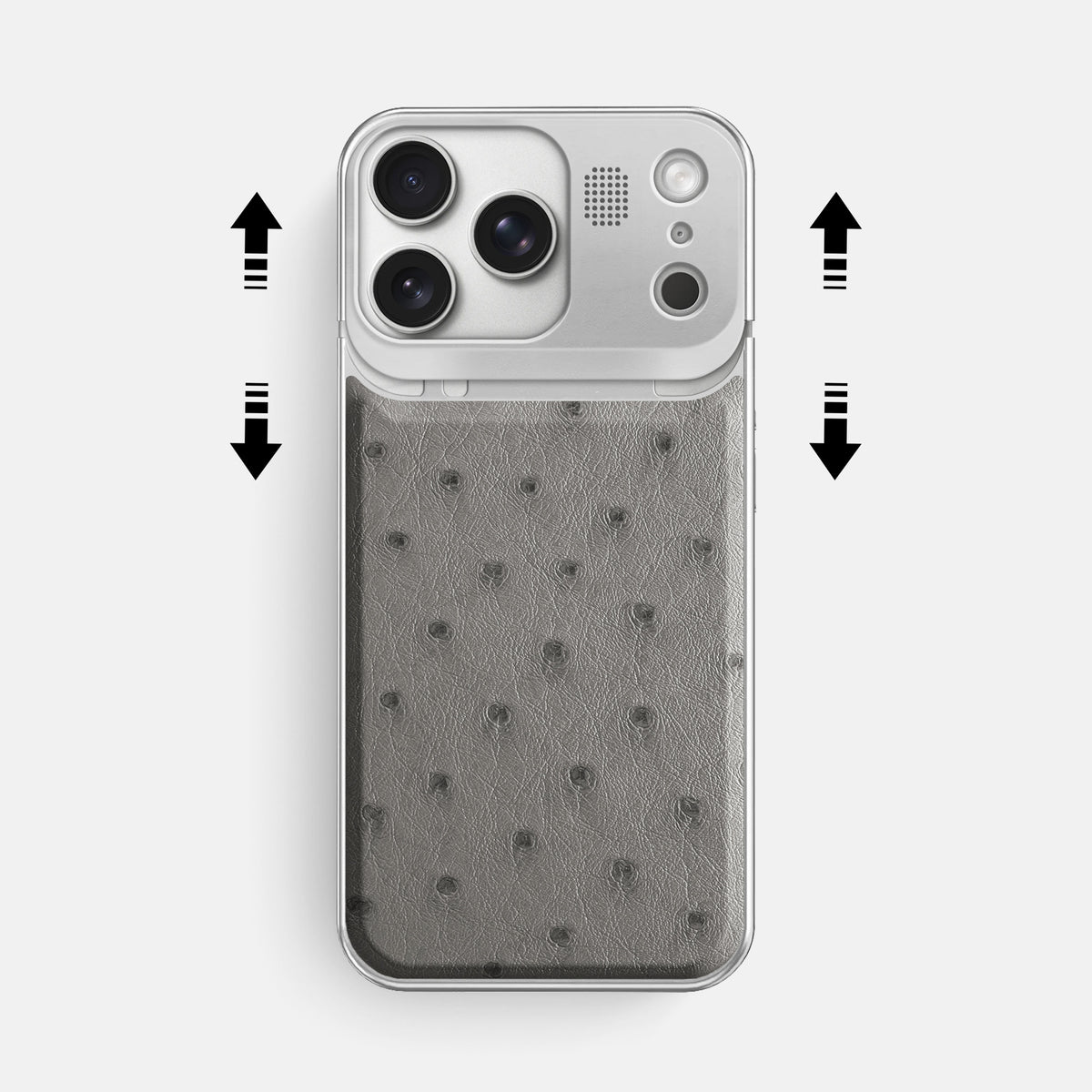 Metal Case For iPhone 17 Pro Max In Ostrich -2 | Grey-Steel