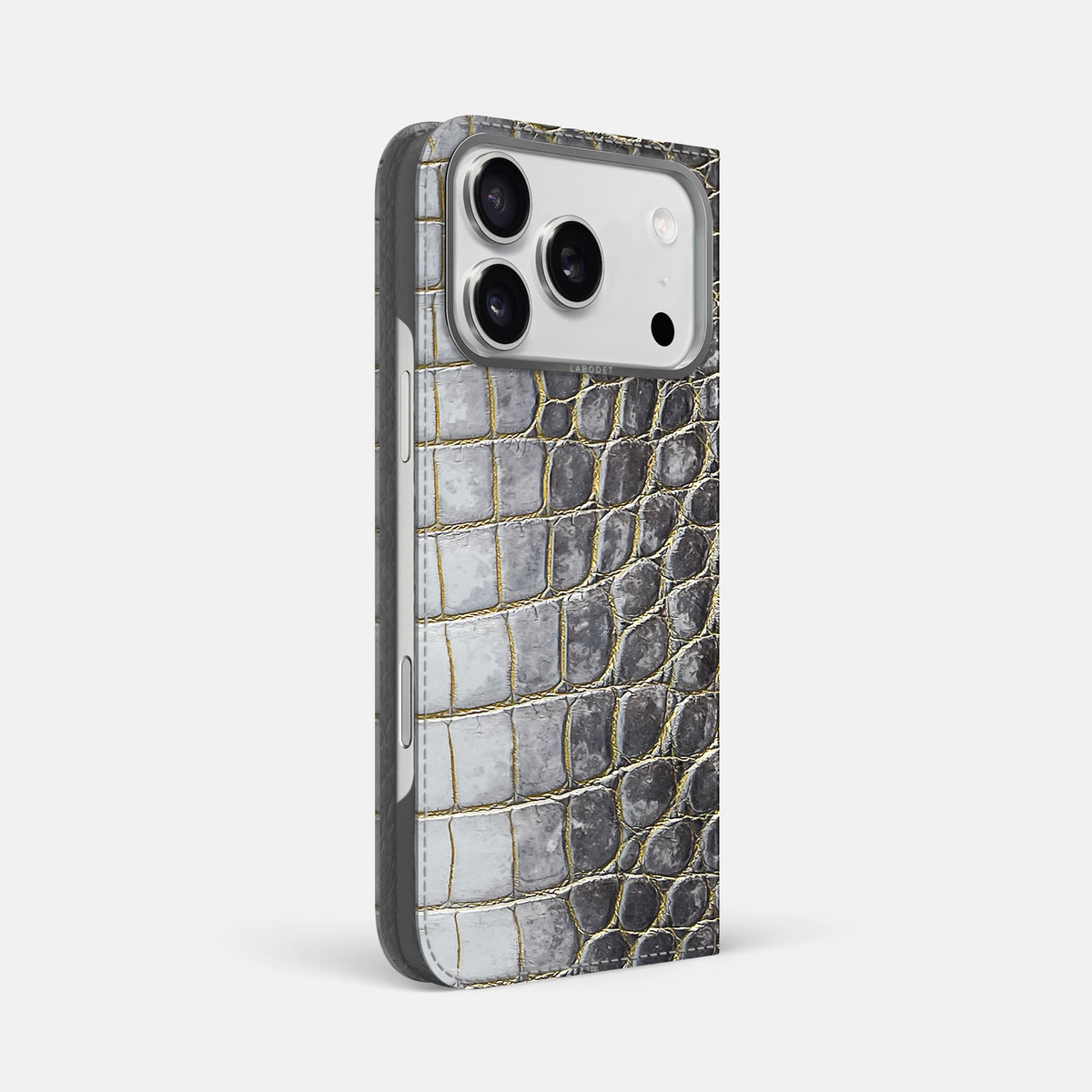 Folio Case For iPhone 17 Pro Max In Himalayan Crocodile -1 | Gold-Steel