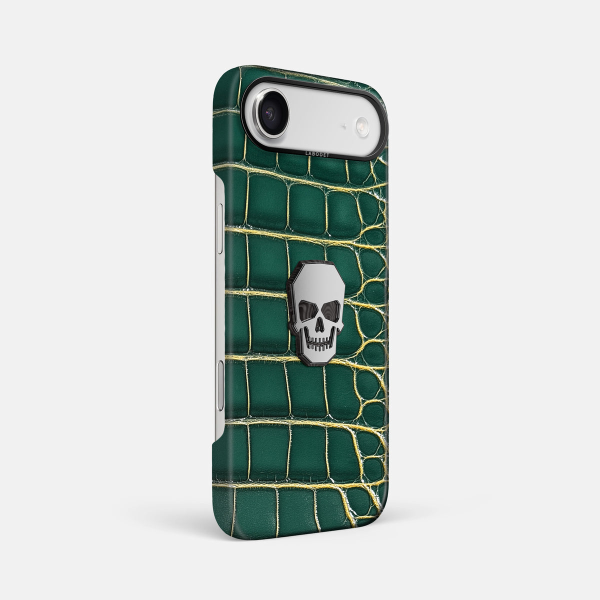 Classic Case With Titanium Skull For iPhone 17 Air In Patina Alligator -2 | Cambridge-Black
