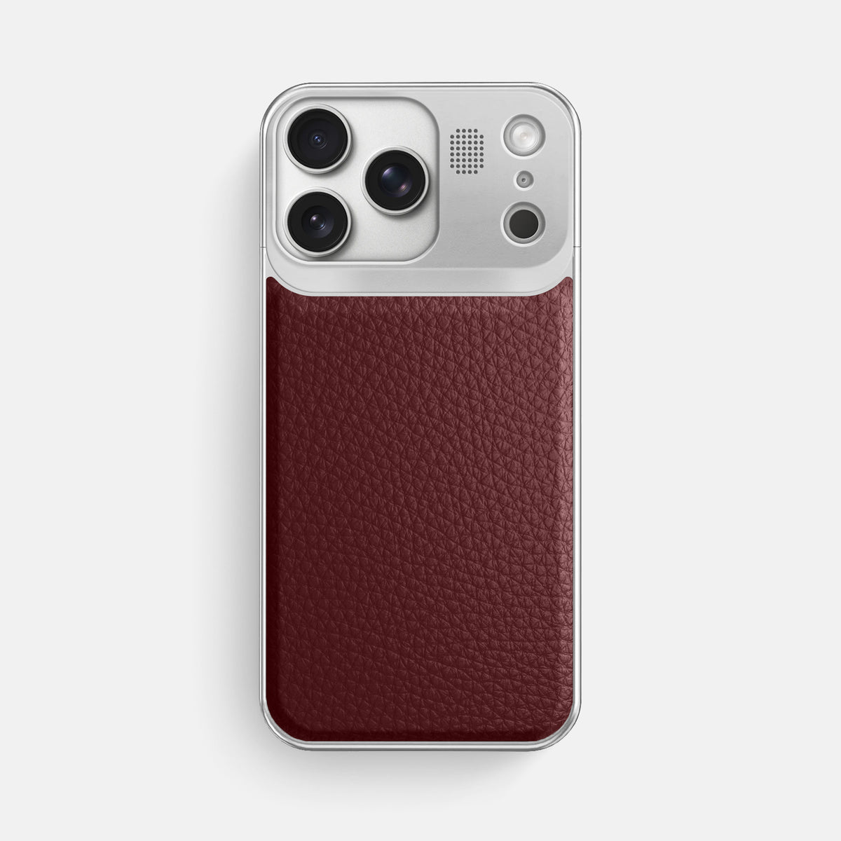 Metal Case For iPhone 17 Pro Max In Calf -1 | Bordeaux-Steel