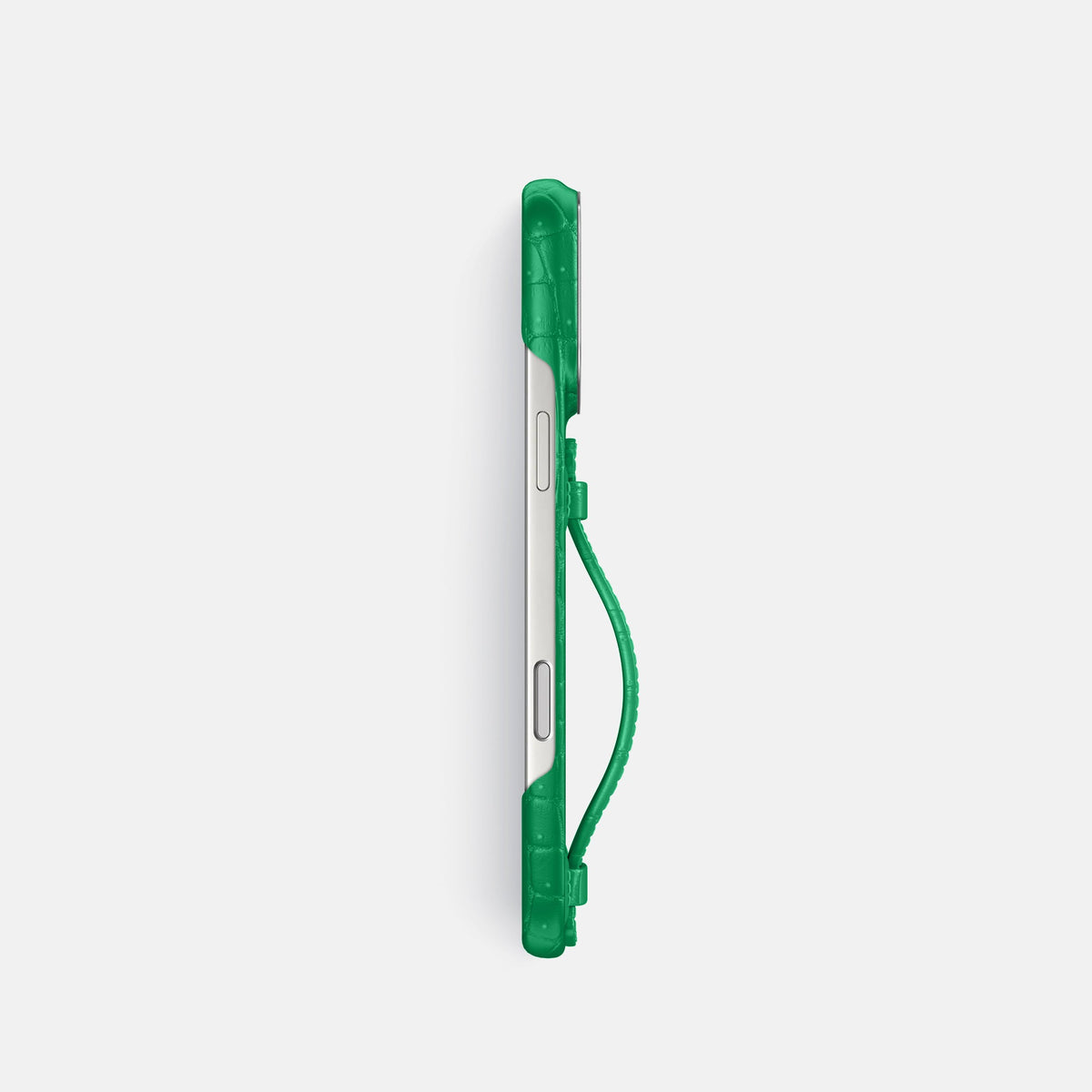 Center Handle For iPhone 18 Pro In Porosus Crocodile -2 | Cactus-Green-Steel