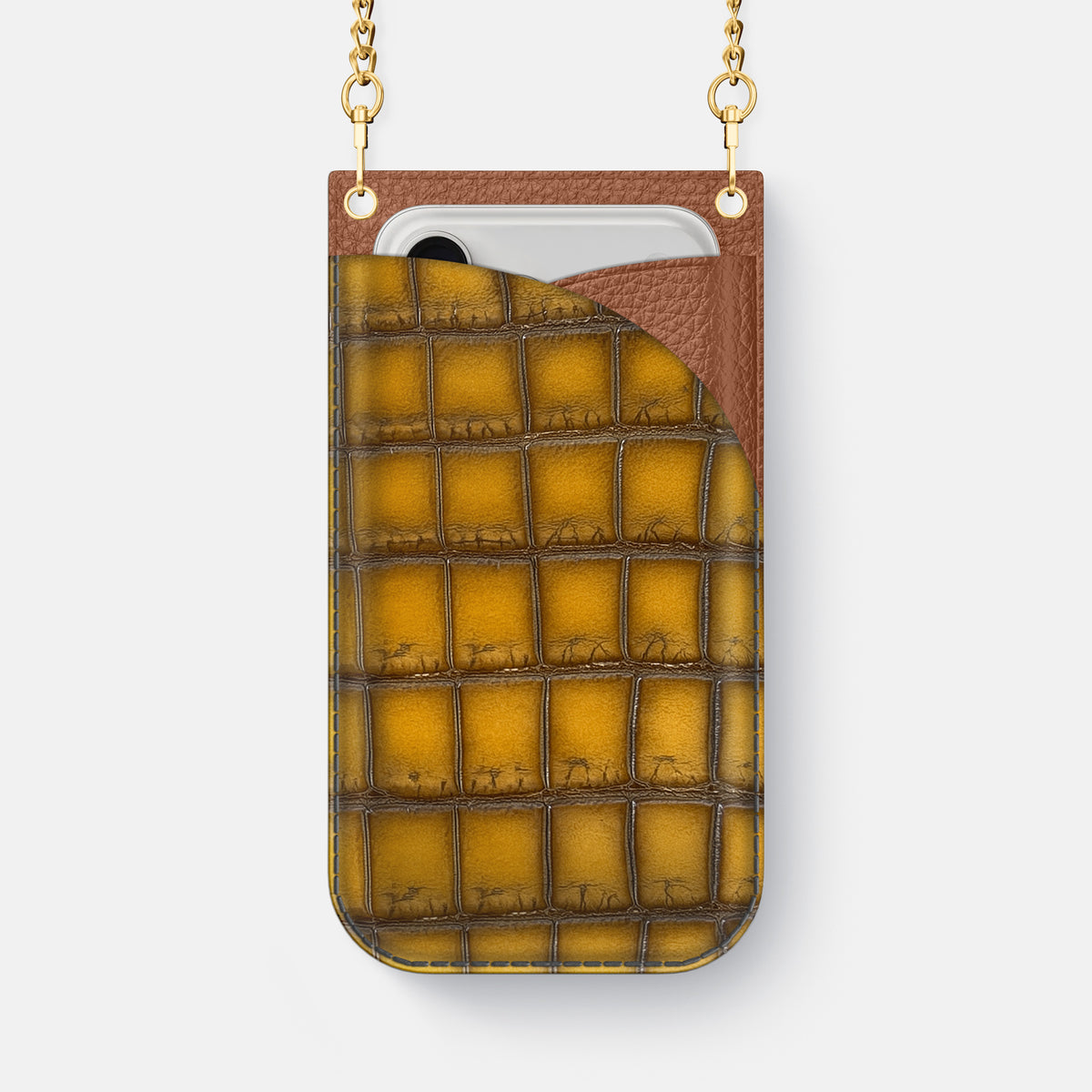 Crossbody Bag For iPhone 17 Pro Max In Patina Alligator -1 | Sydney-Gold