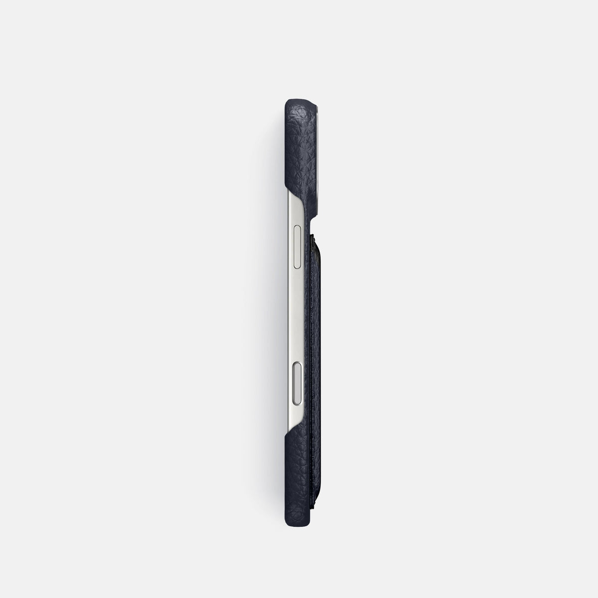 Double Card Case For iPhone 18 Pro In Calf -3 | Marine-Steel