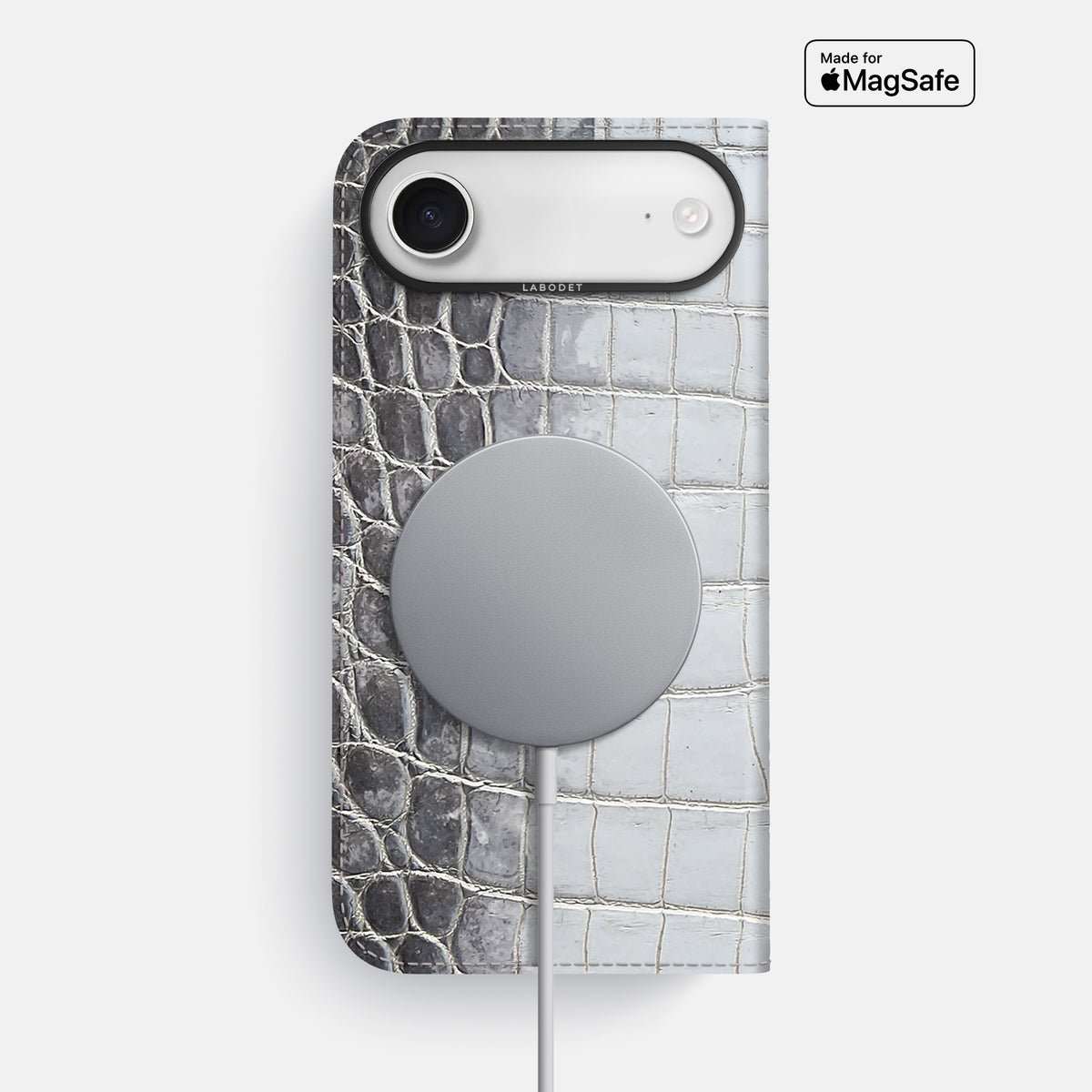 Folio Case For iPhone 17 Air In Himalayan Crocodile -3 | Silver-Black