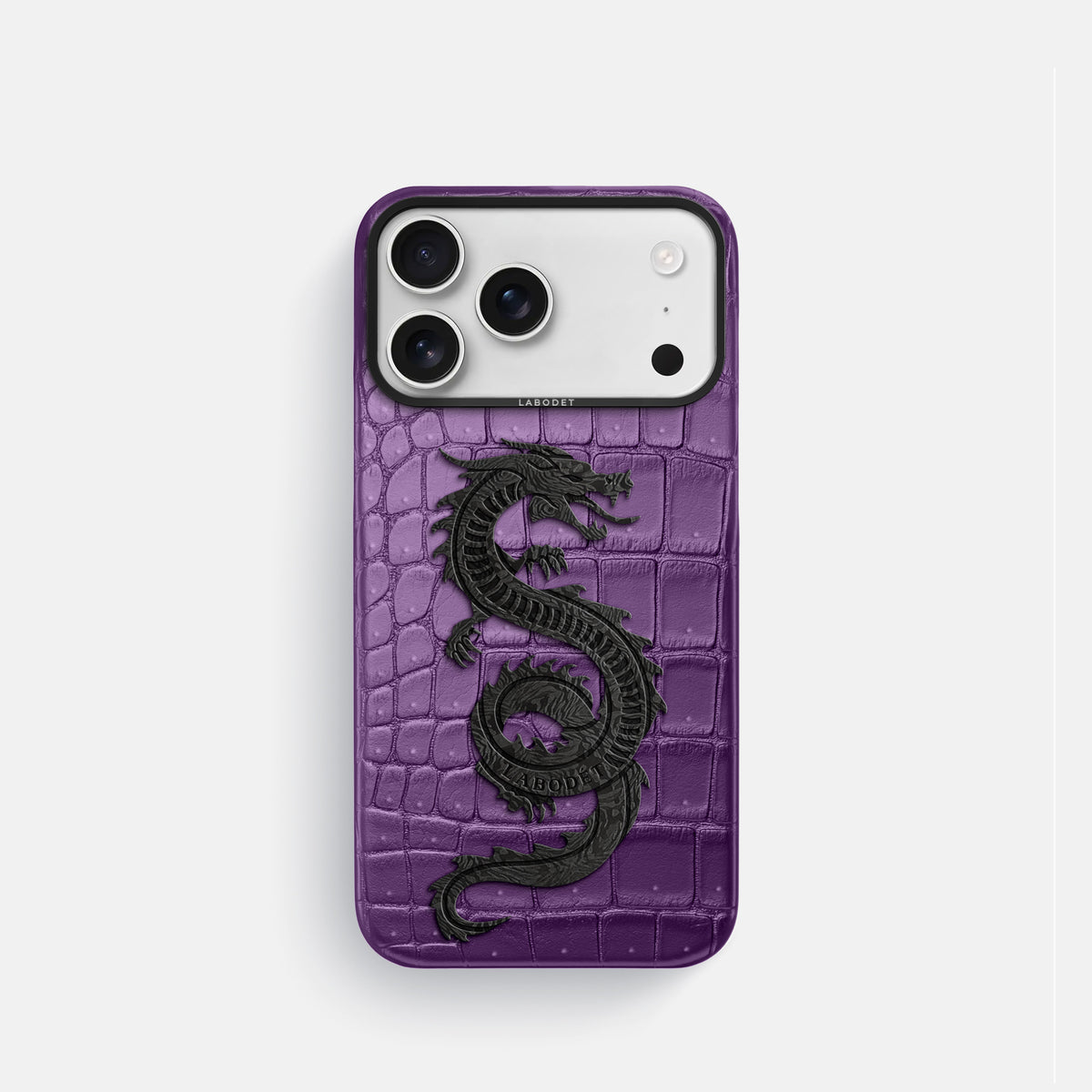 Classic Case With Carbon Dragon For iPhone 17 Pro In Porosus Crocodile -1 | Purple-Black