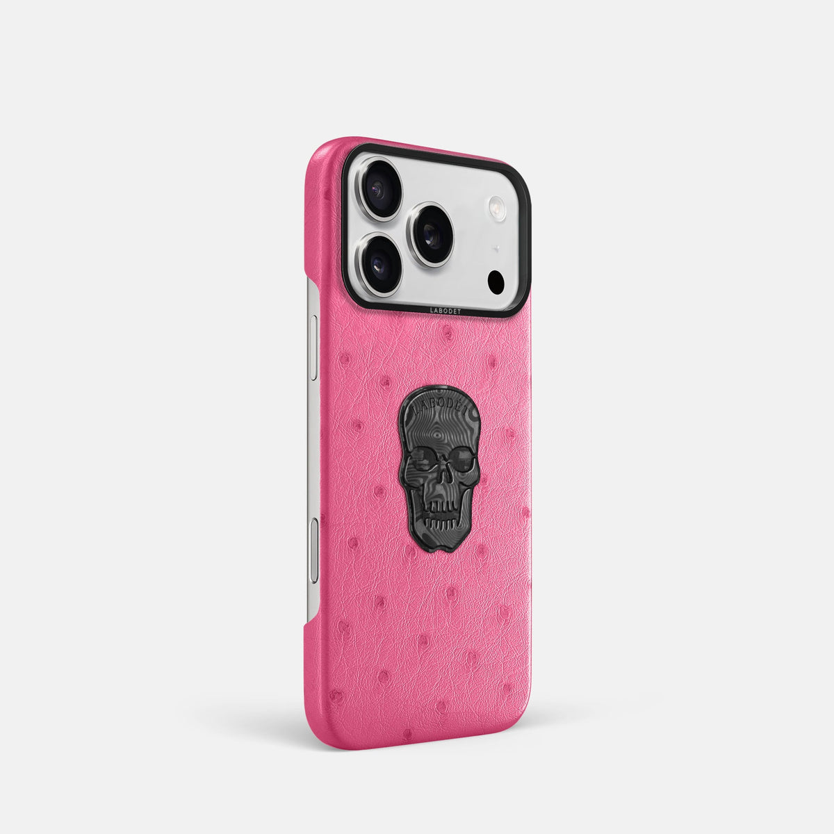 Classic Case With Carbon Skull For iPhone 18 Pro In Ostrich -2 | Pink-Black