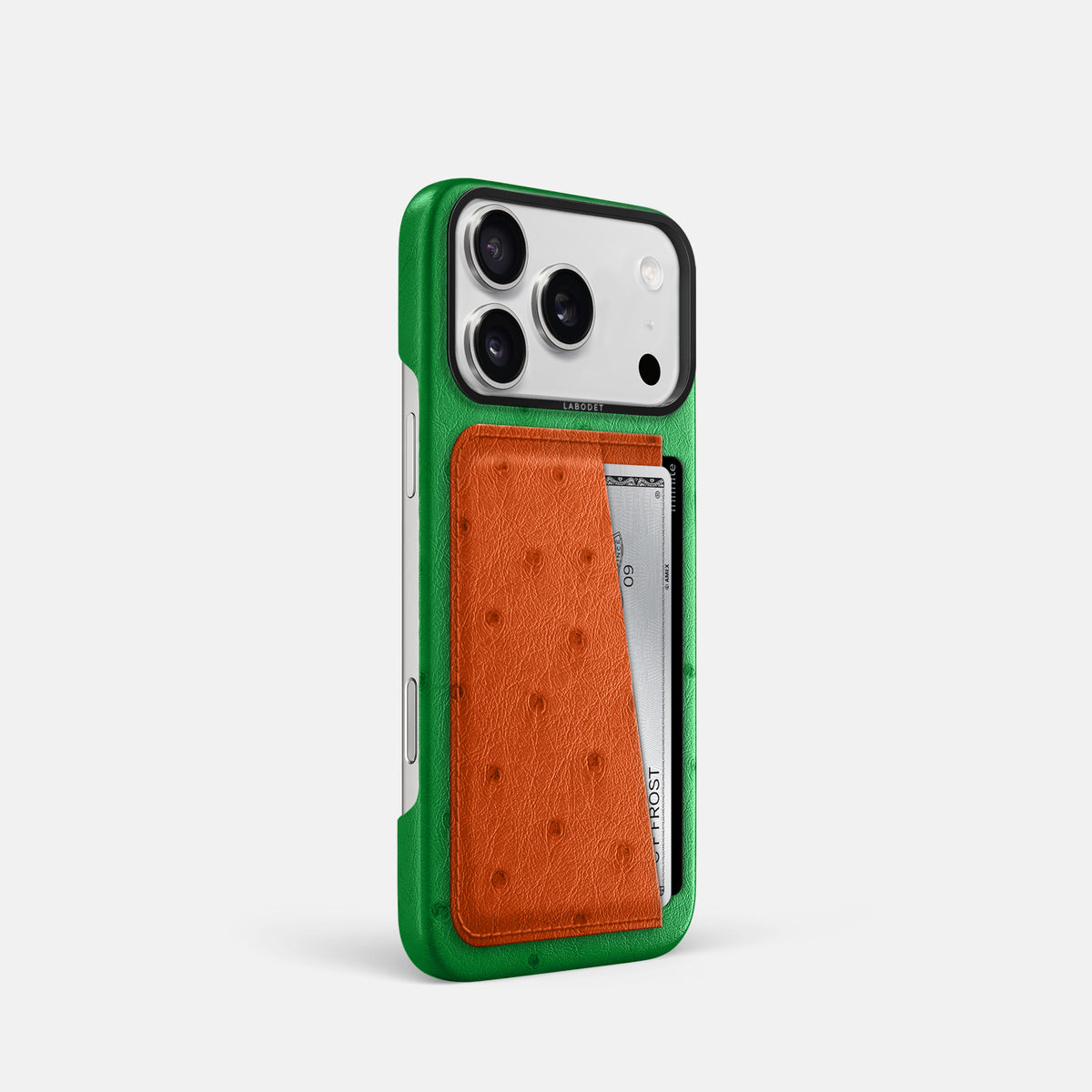 Double Card Case Coloré For iPhone 17 Pro In Ostrich -2 | Kentucky-Green-Black