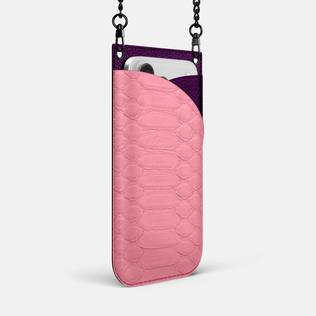 Crossbody Bag For iPhone 18 Pro Max In Python -2 | Pink-Black