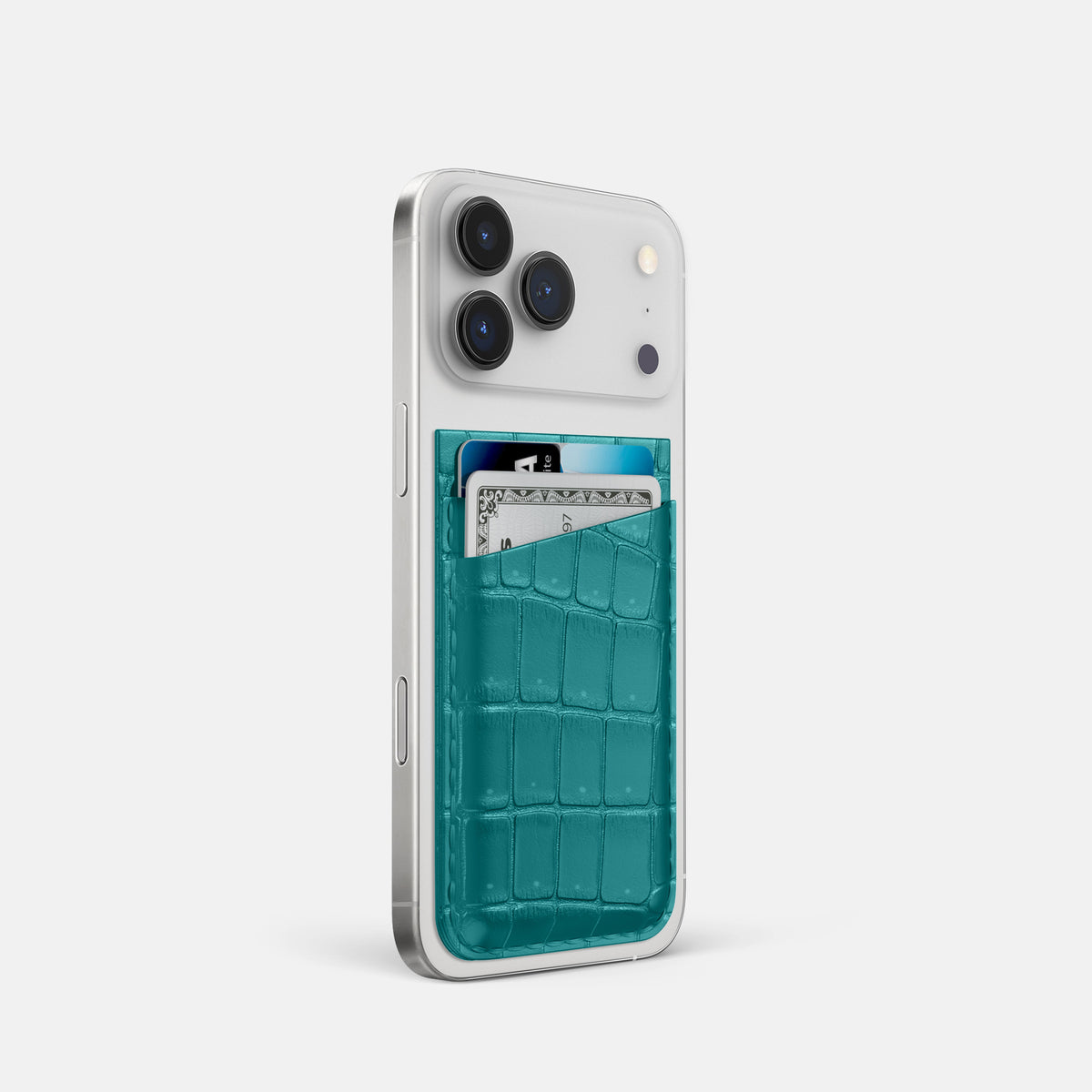 MagSafe Wallet For iPhone 17 Pro In Porosus Crocodile -2 | Celadon