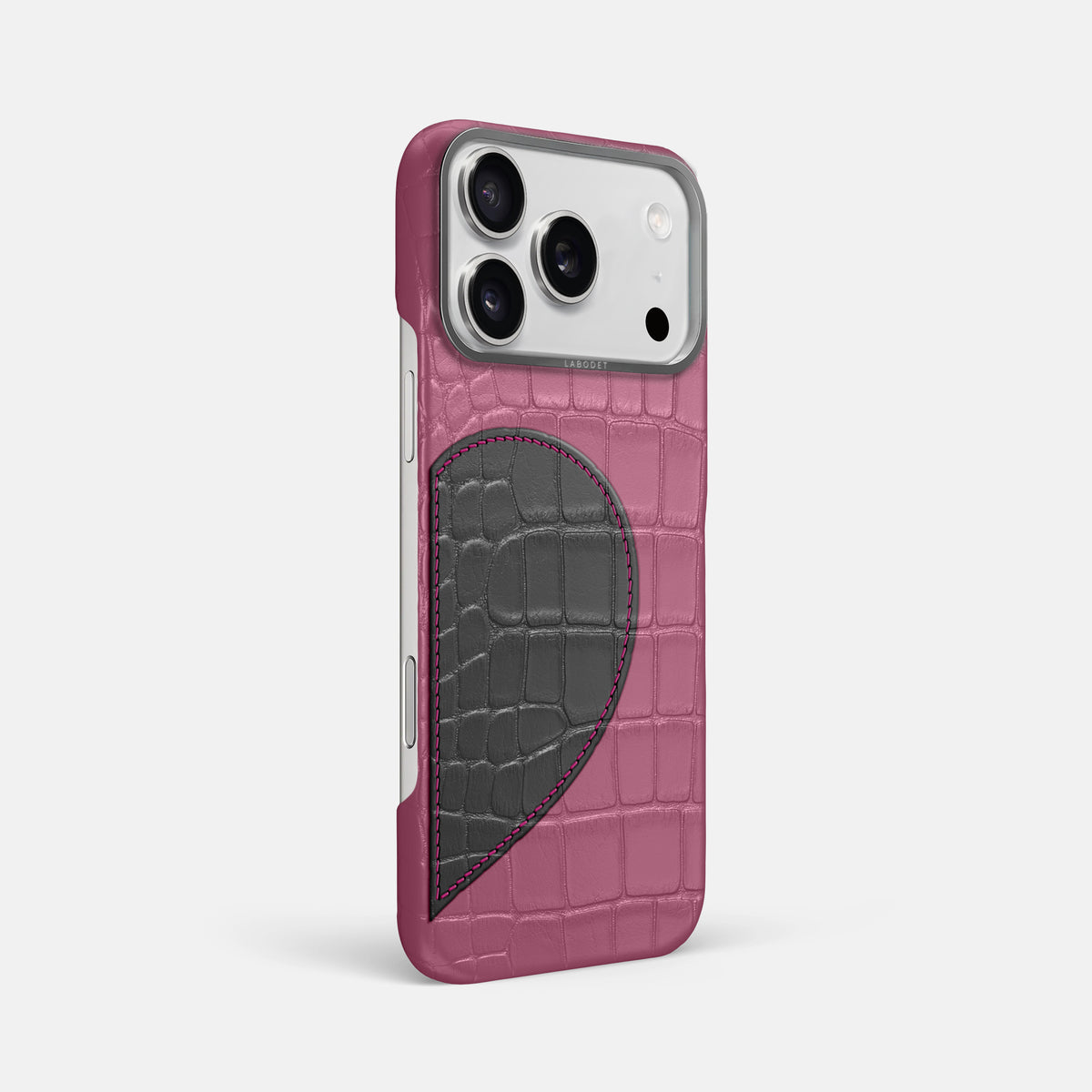 Classic Case With Half Heart - Right For iPhone 17 Pro Max In Alligator -2 | Pink-Lagoon-Steel