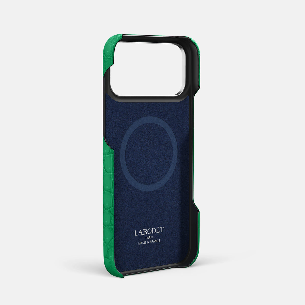 Handle Case For iPhone 17 Pro Max In Porosus Crocodile -4 | Cactus-Green-Steel