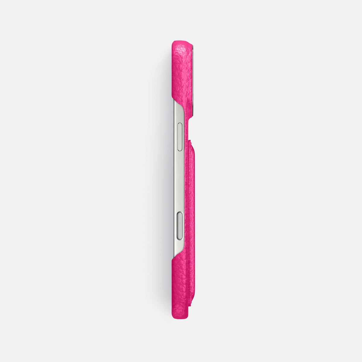Double Card Case For iPhone 18 Pro Max In Calf -3 | Magenta-Steel