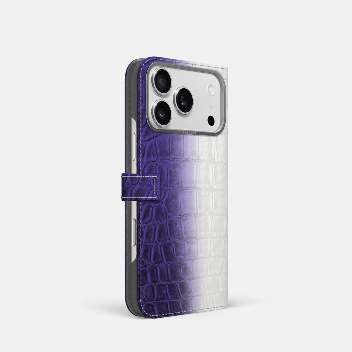 Folio Case with Clasp For iPhone 17 Pro In Himalayan Crocodile -1 | Purple-Steel