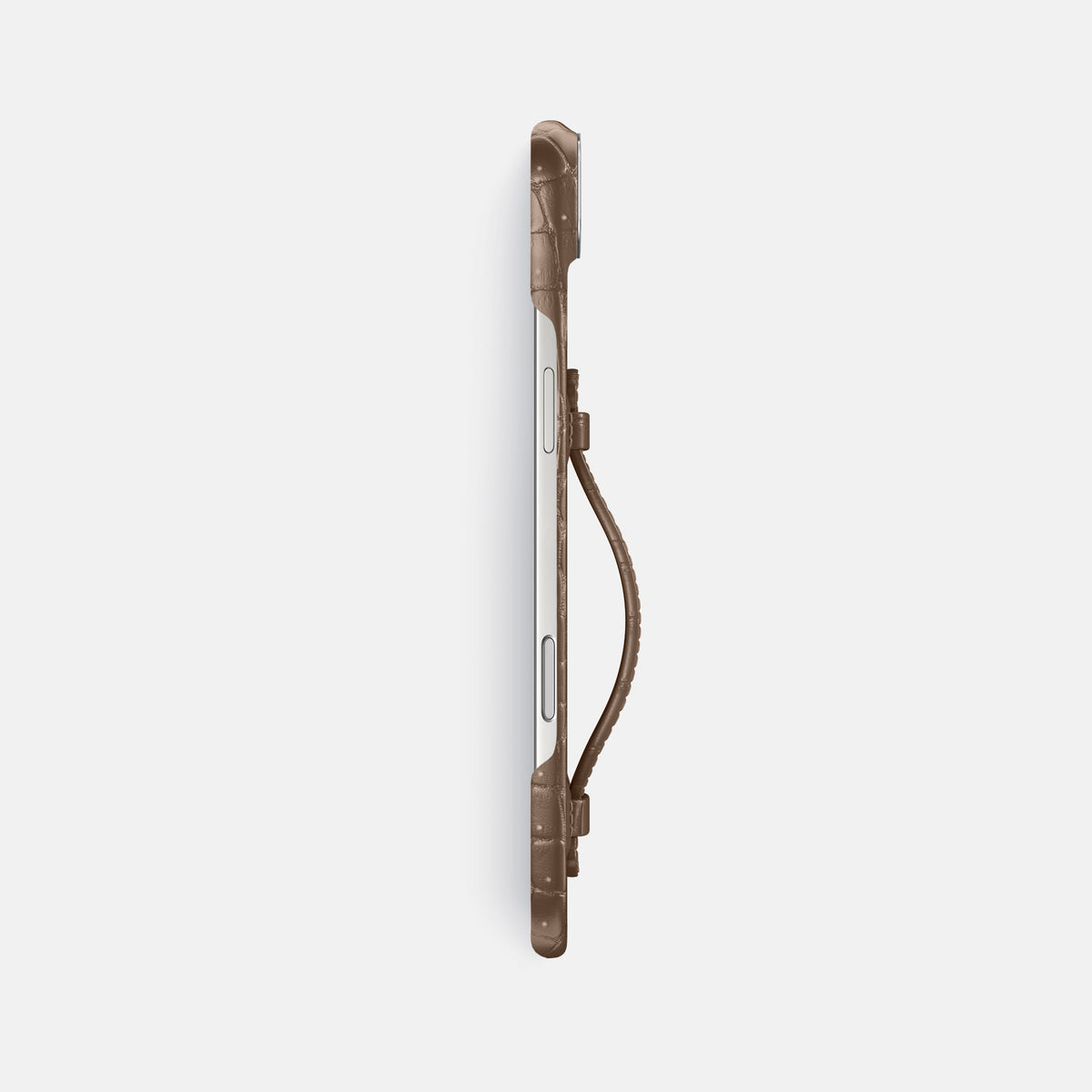 Center Handle For iPhone 17 Air In Porosus Crocodile -2 | Fur-Brown-Steel