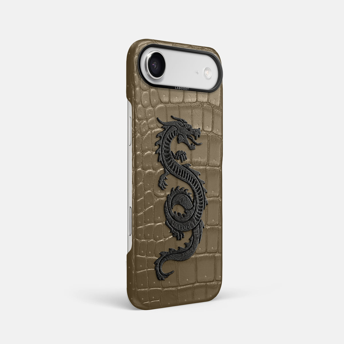 Classic Case With Carbon Dragon For iPhone 17 Air In Porosus Crocodile -2 | Kaki-Green-Black