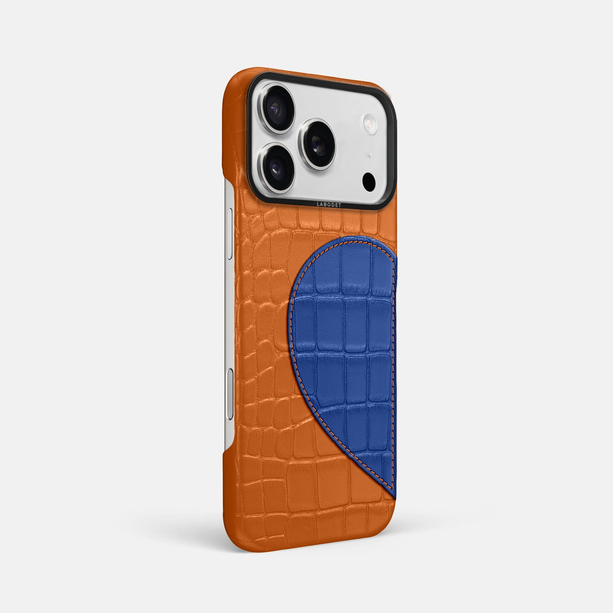 Classic Case With Half Heart - Left For iPhone 18 Pro Max In Alligator -2 | Orange-Black