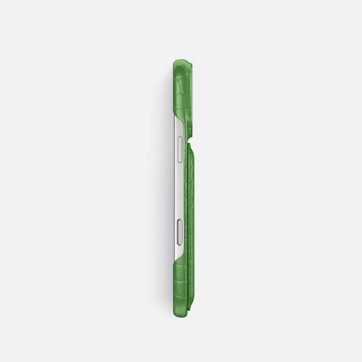Double Card Case For iPhone 18 Pro In Alligator -3 | Apple-Green-Steel