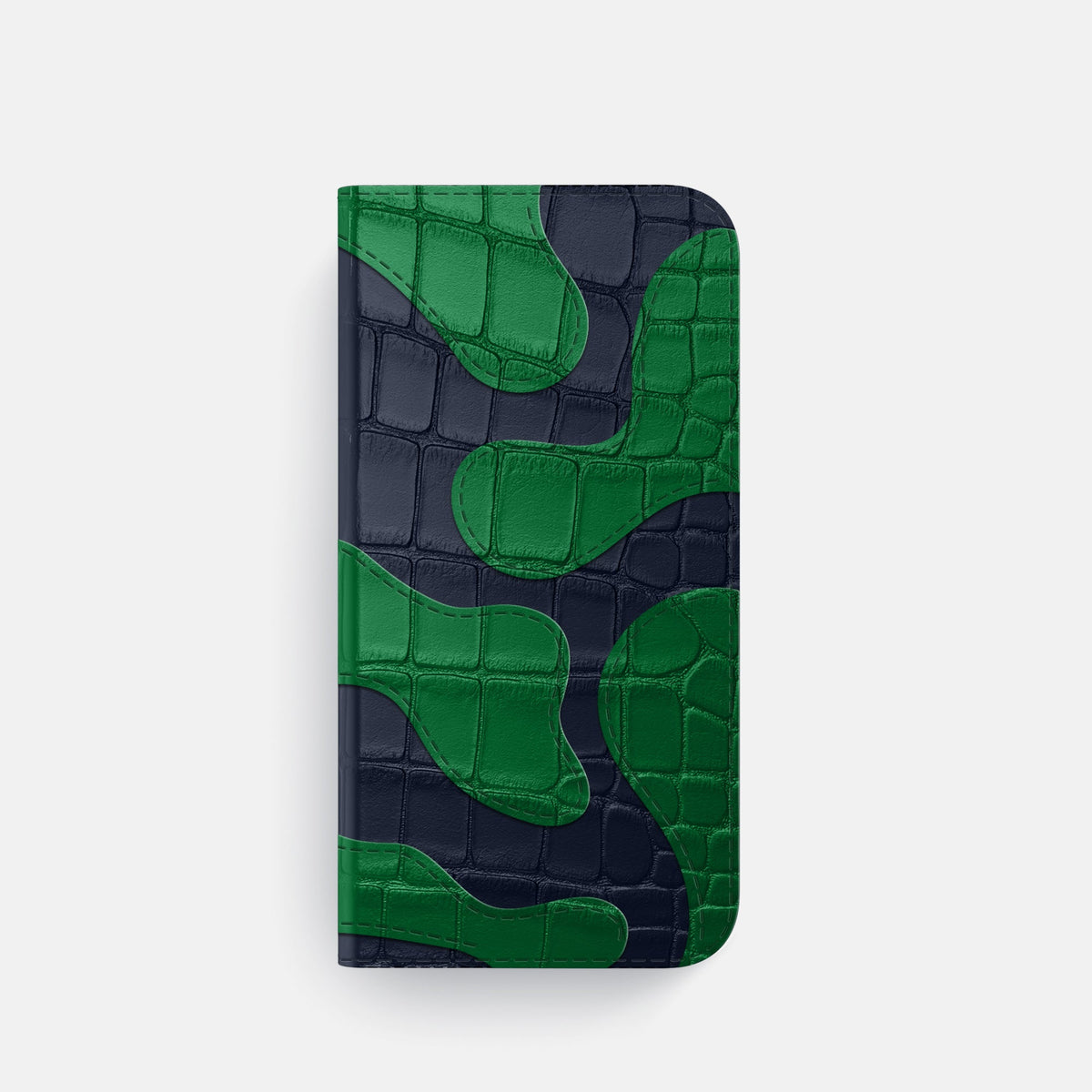 Camouflage Folio For iPhone 18 Pro In Alligator -4 | Navy-Blue-Steel
