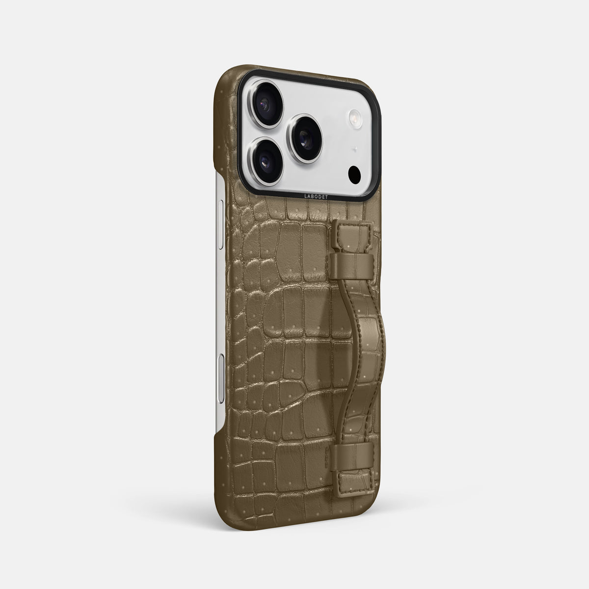 Handle Case For iPhone 17 Pro Max In Porosus Crocodile -2 | Kaki-Green-Black