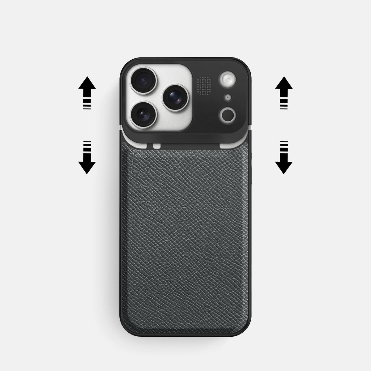Metal Case For iPhone 17 Pro In Epsom-Style Calf -2 | Grey-Black