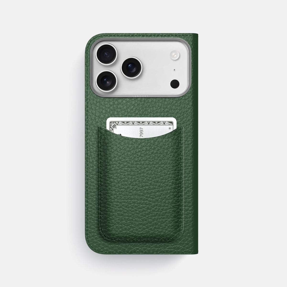 Folio Case with Card For iPhone 18 Pro Max In Calf -3 | Dark-Green-Steel