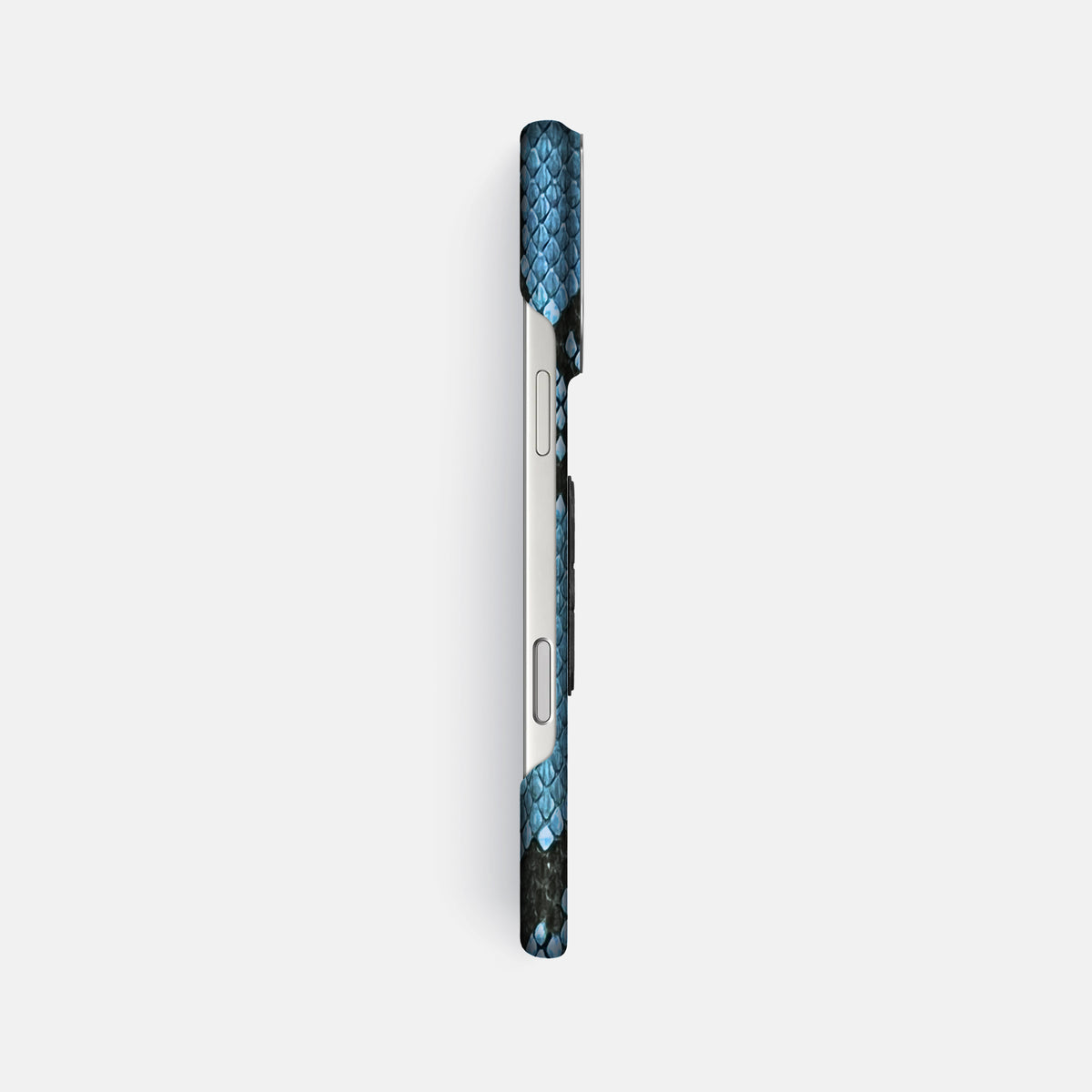 Classic Case With Titanium Skull For iPhone 17 Pro Max In Deluxe Python -3 | Pacific-Blue-Steel