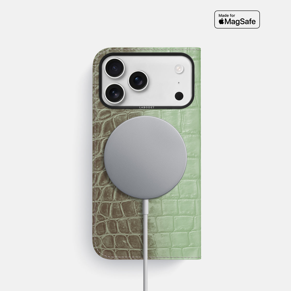Folio Case For iPhone 17 Pro In Himalayan Crocodile -3 | Pistachio-Black