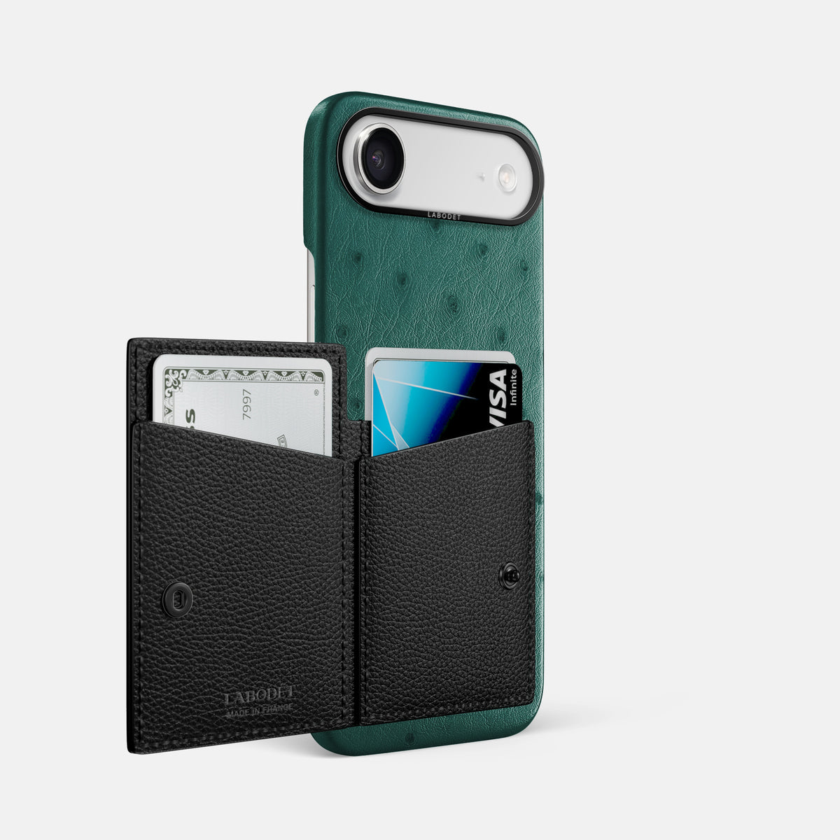 Bi-Fold Case For iPhone 17 Air In Ostrich -2 | Forest-Green-Black