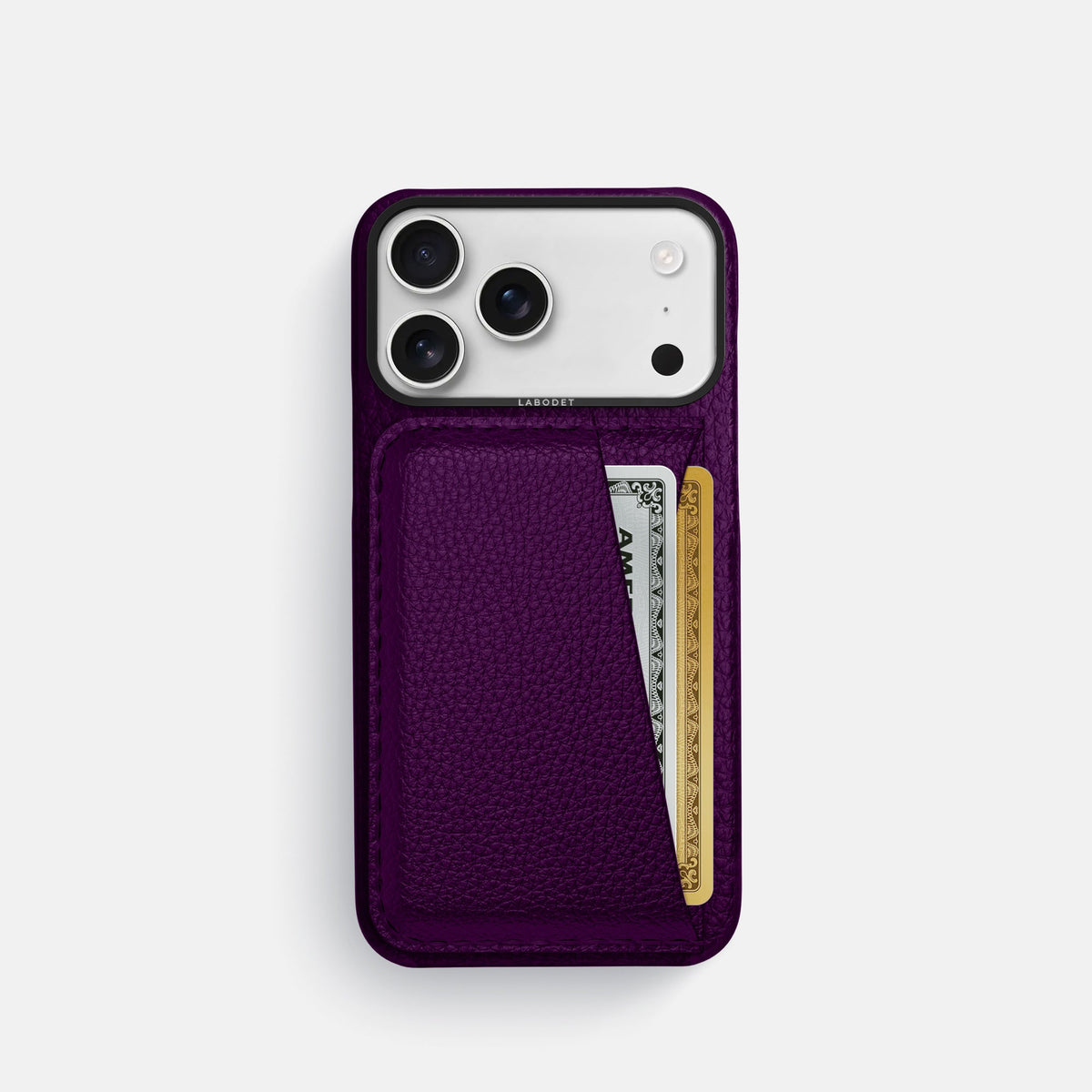 Double Card Case For iPhone 18 Pro In Calf -1 | Violet-Black