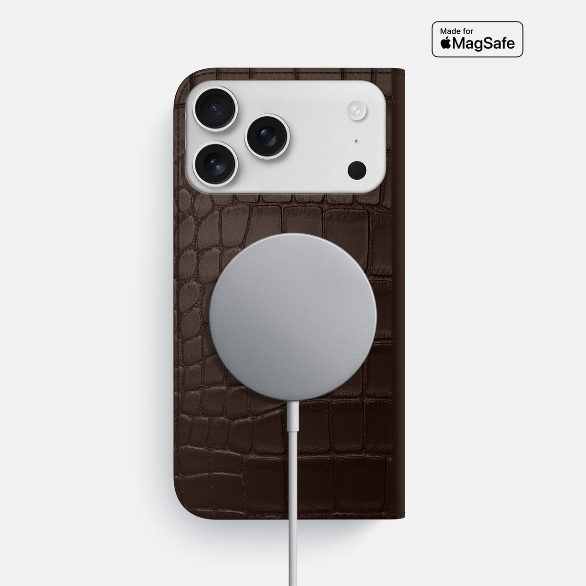 Folio Slim Case For iPhone 17 Pro Max In Alligator -3 | Dark-Brown