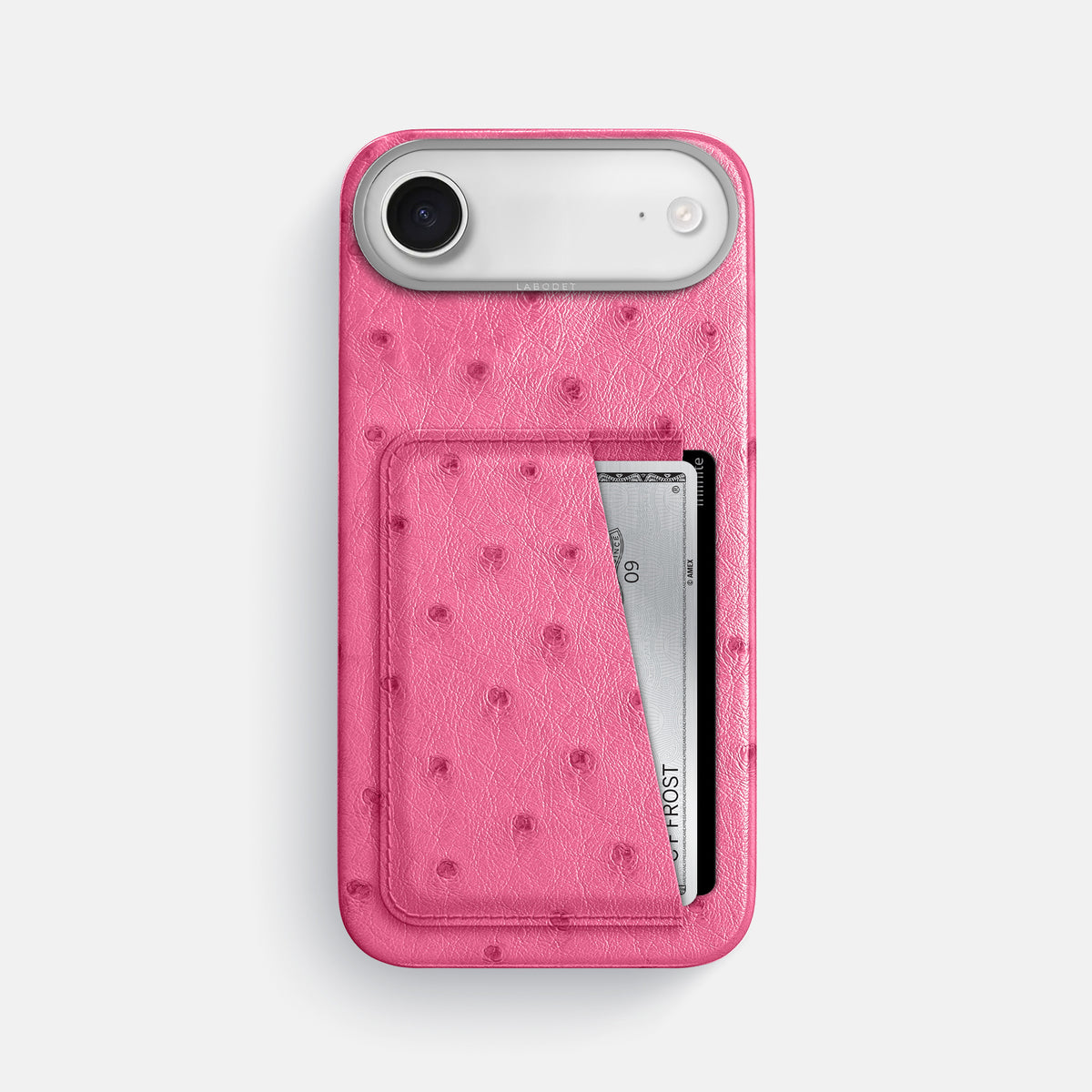 Double Card Case For iPhone 17 Air In Ostrich -1 | Pink-Steel