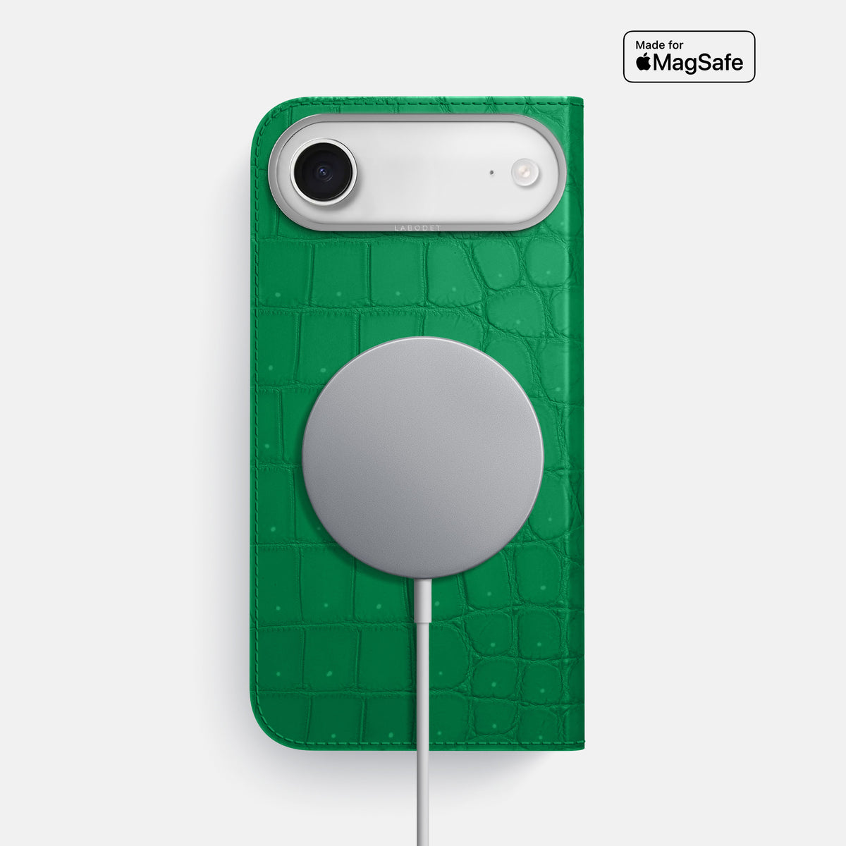 Folio Case For iPhone 17 Air In Porosus Crocodile -3 | Cactus-Green-Steel