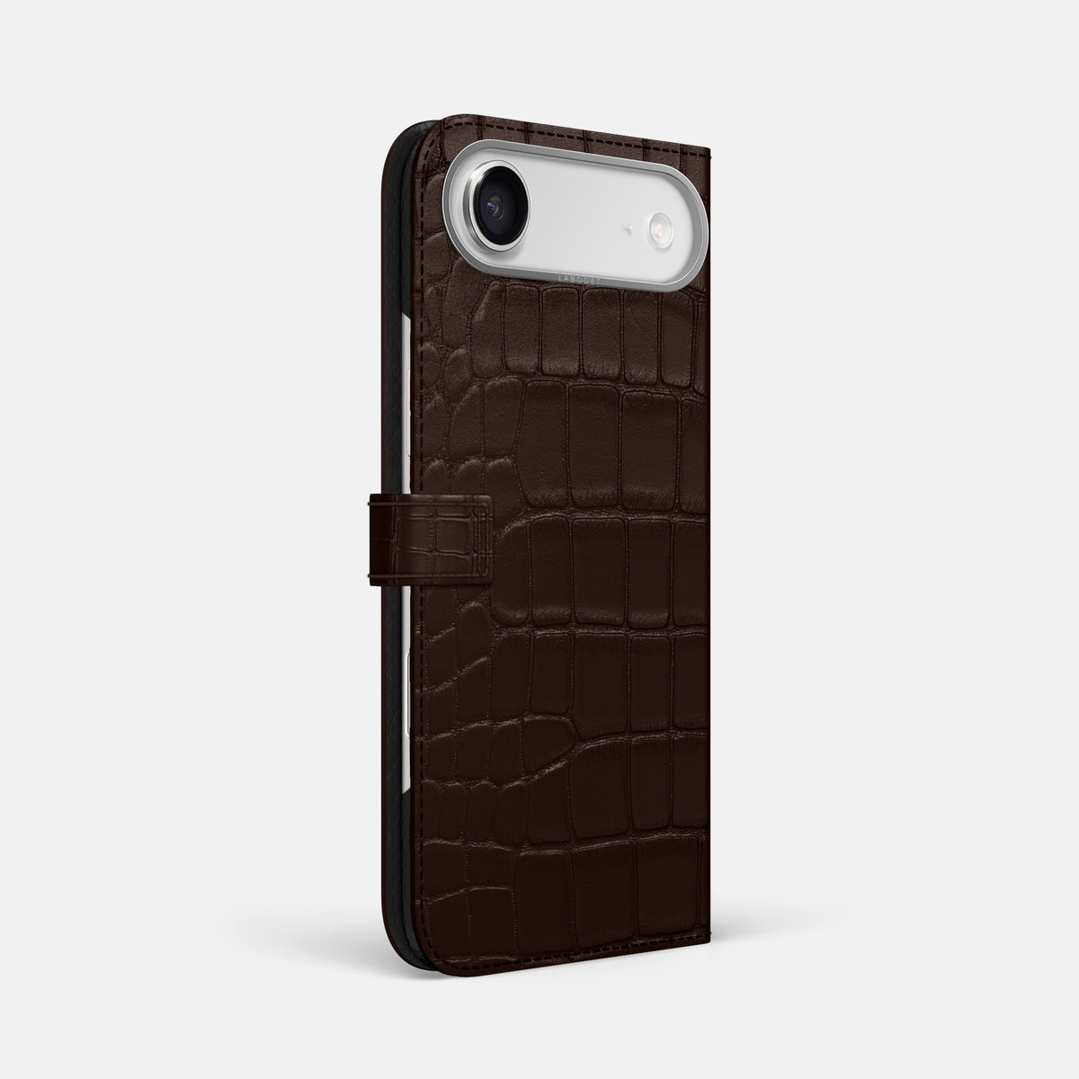 Folio Case with Clasp For iPhone 17 Air In Alligator -1 | Dark-Brown-Steel