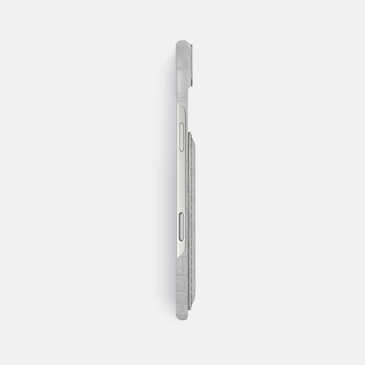 Double Card Case For iPhone 17 Air In Himalayan Crocodile -3 | Grey-Steel