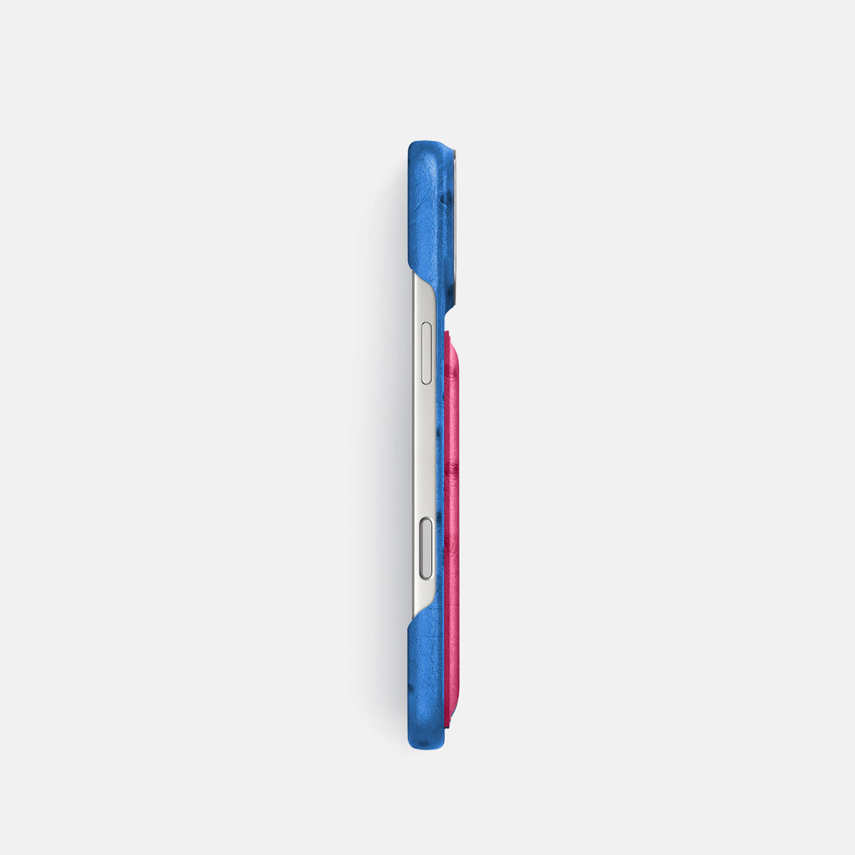 Double Card Case Coloré For iPhone 17 Pro In Ostrich -3 | Royal-Blue-Steel