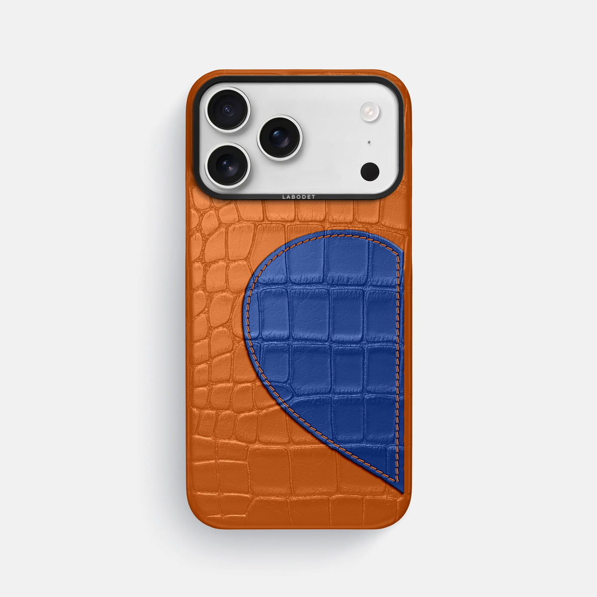 Classic Case With Half Heart - Left For iPhone 18 Pro Max In Alligator -1 | Orange-Black