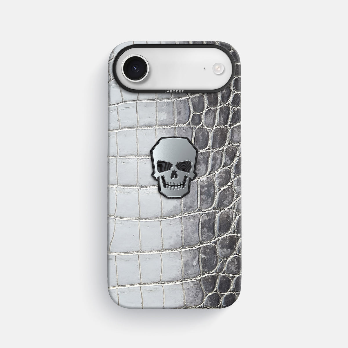 Classic Case With Titanium Skull For iPhone 17 Air In Himalayan Crocodile -1 | Silver-Black