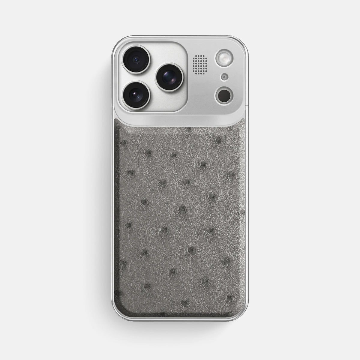 Metal Case For iPhone 17 Pro Max In Ostrich -1 | Grey-Steel