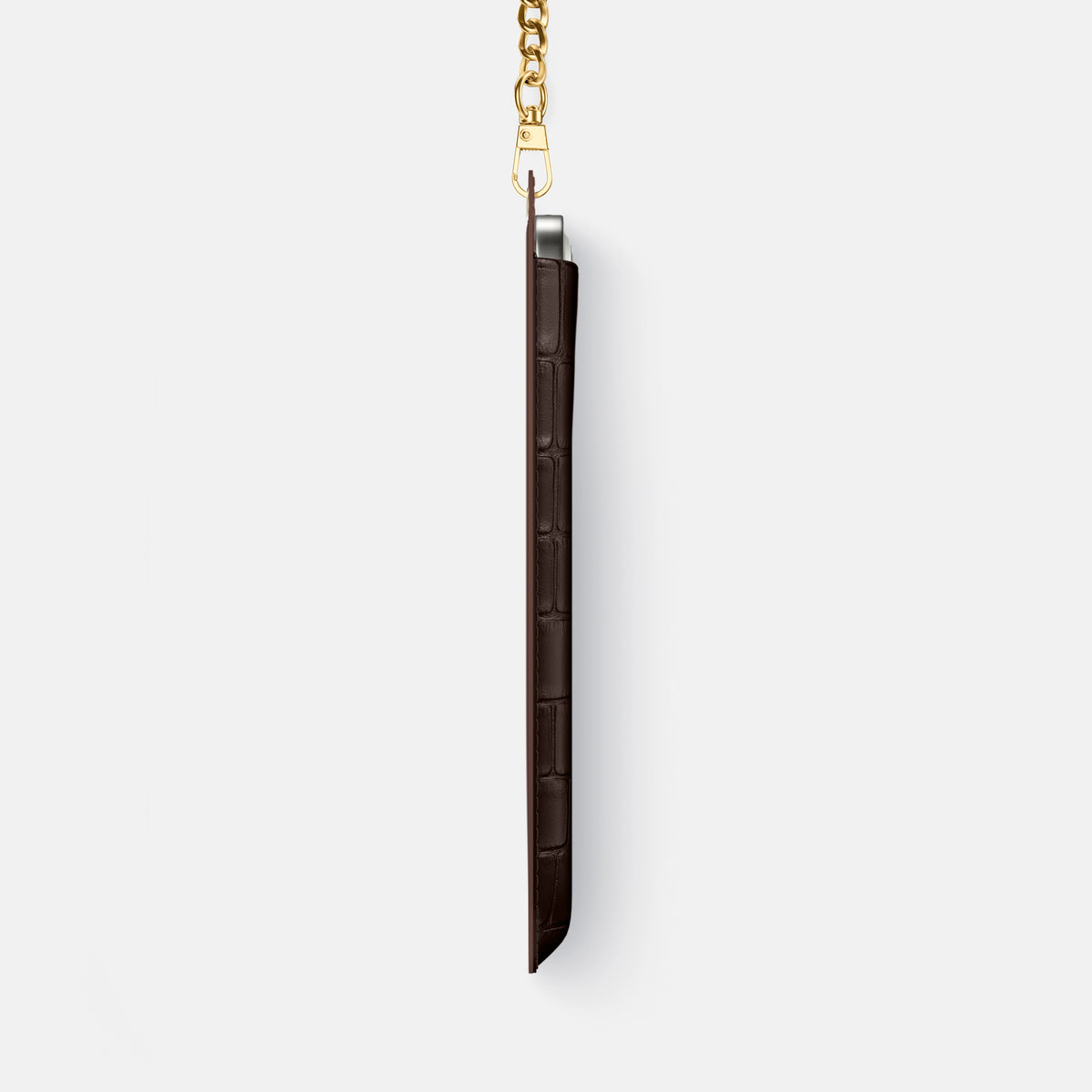 Crossbody Bag For iPhone 17 Pro In Alligator -4 | Dark-Brown-Gold