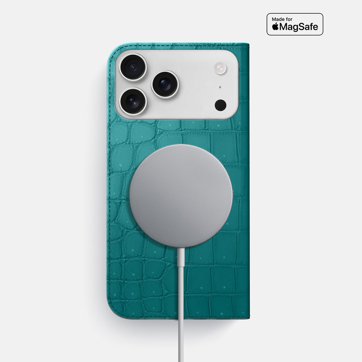 Folio Slim Case For iPhone 18 Pro Max In Porosus Crocodile -3 | Celadon