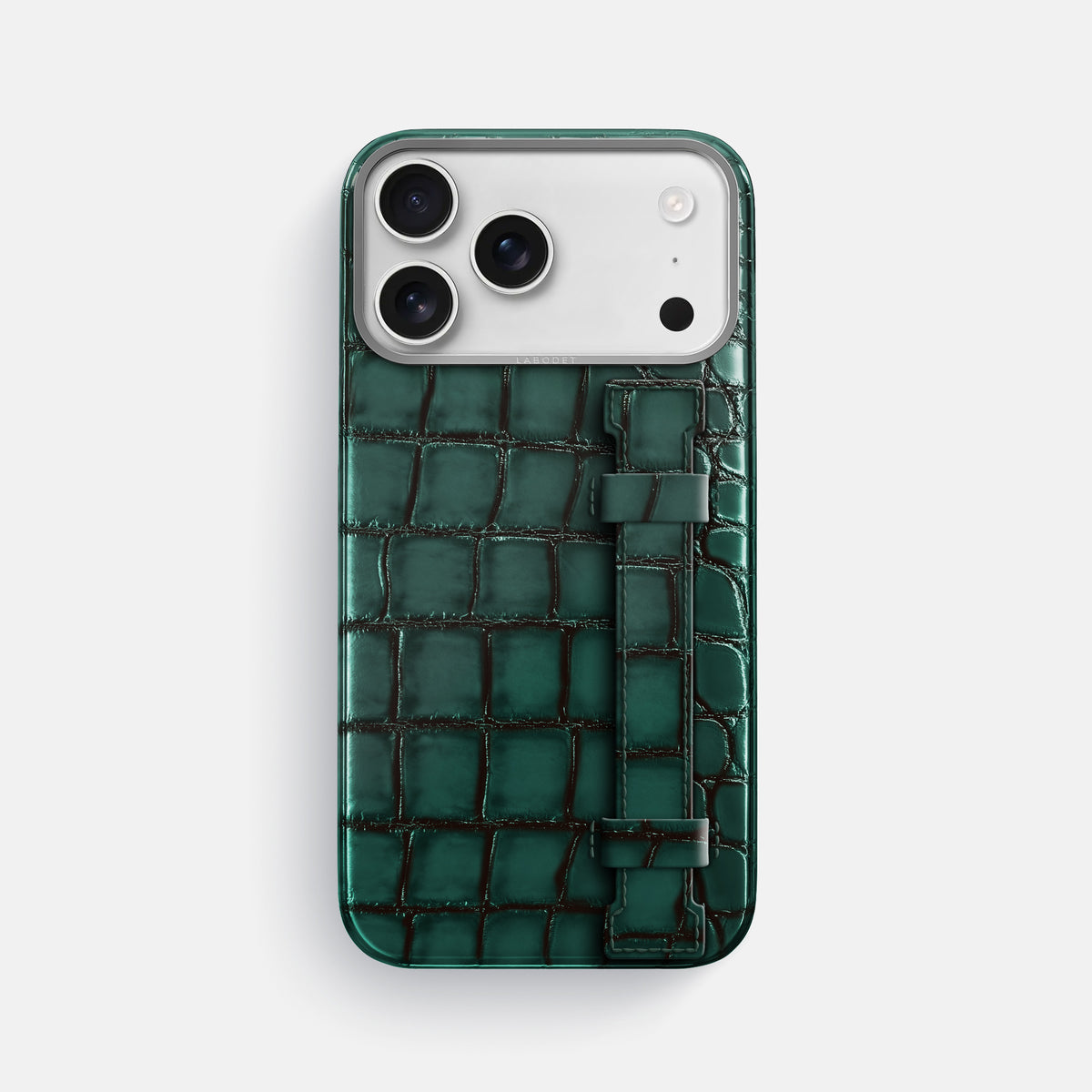 Handle Case For iPhone 17 Pro Max In Patina Alligator -1 | Green-Steel